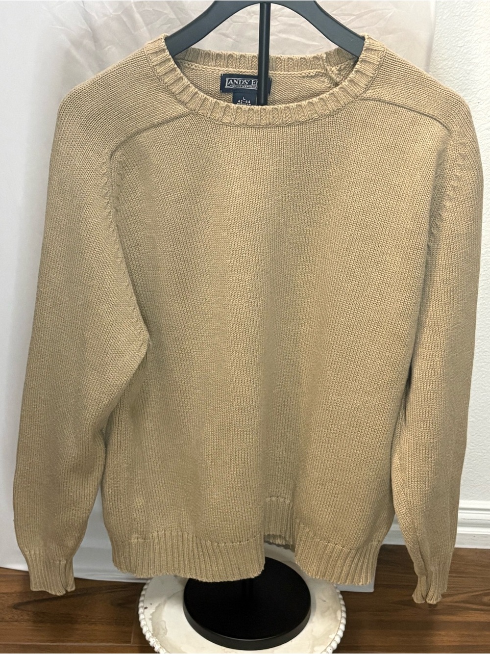 Lands' End Men's Crewneck Sweater in Tan